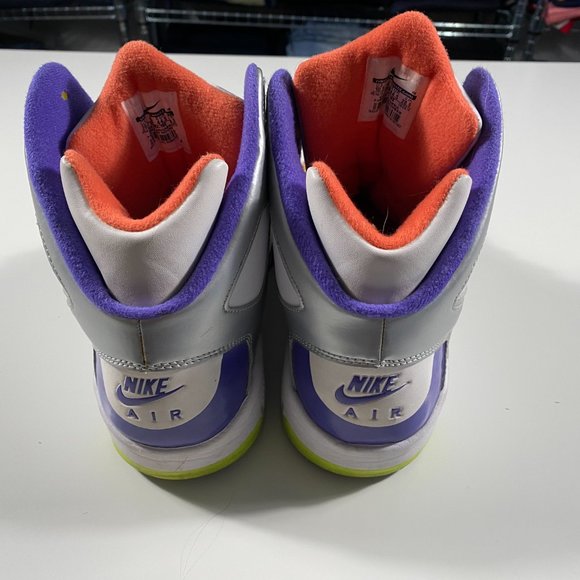 329984-100 Nike Air Flight Lite High White/Metallic Silver-Hyper Grape mens 10.5 - Picture 4 of 8
